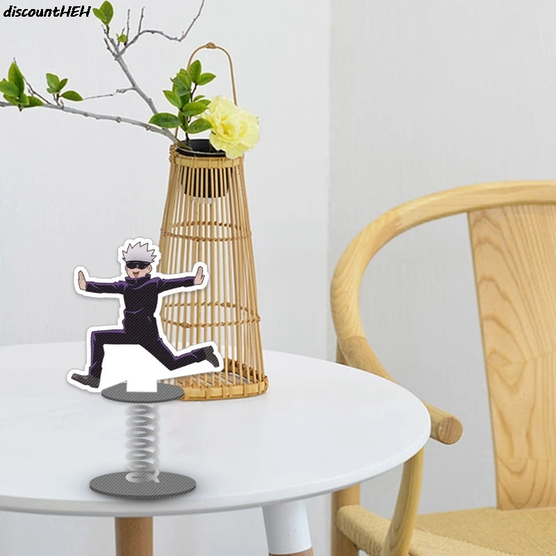 

Anime Jujutsu Kaisen Satoru Cartoon Spring Figure Shake Shake Stand Model Transparent Acrylic Desk Decor Toy Cosplay Gift