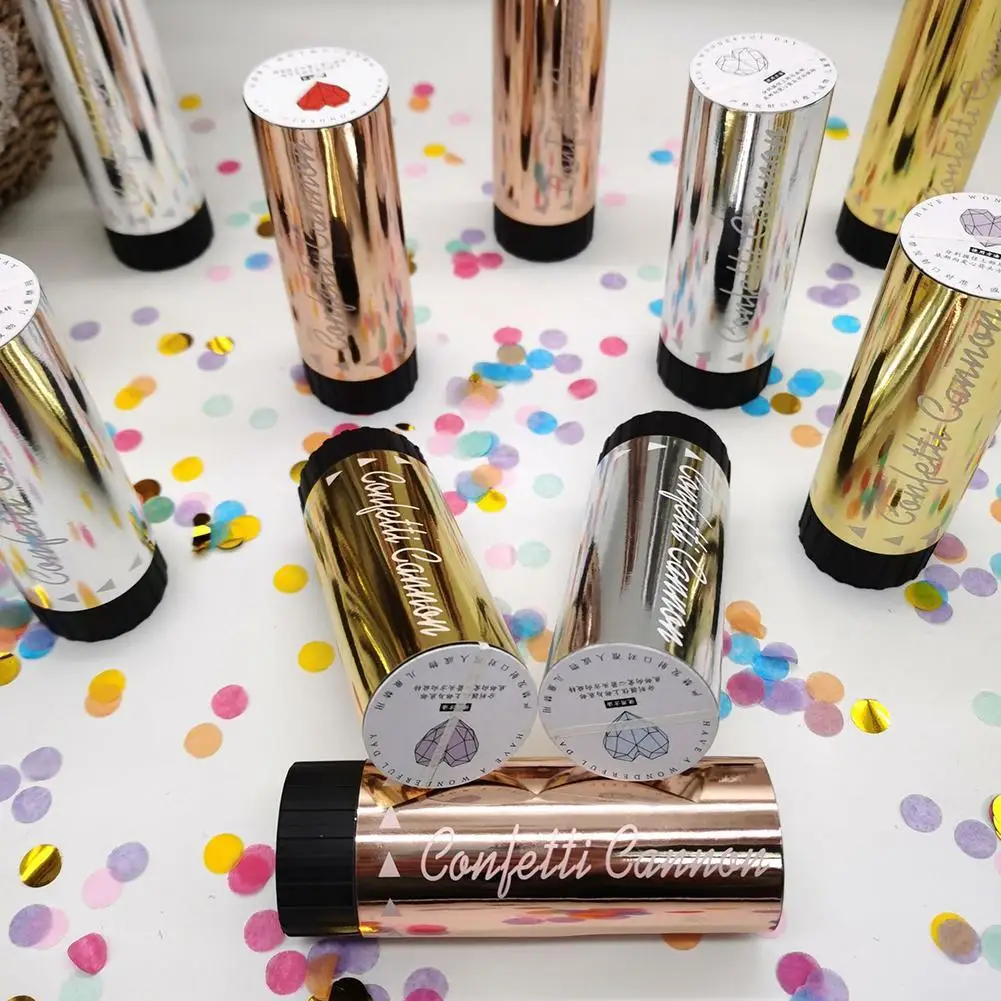 1pc Metallic Gold Confetti Party Popper Cannons Handheld Fireworks Wedding Dance Christmas Birthday KTV New Year Celebration