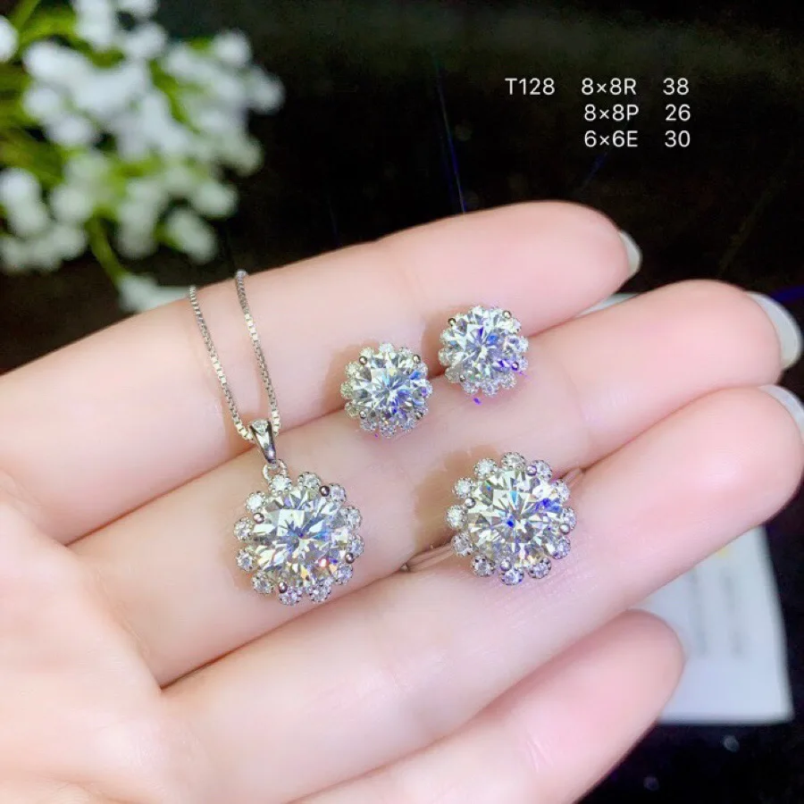 Kkmall Store круглые серебряные подвески Moissanite 2.00ct D VVS Роскошные Подвески Moissanite серьги-гвоздики Moissanite neckla
