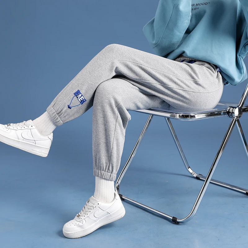 

White Casual Sports Female Spring and Autumn Thin Ankle-Tied Sweatpants 2021 Popular Baggy Harem Pants Ins Fashion