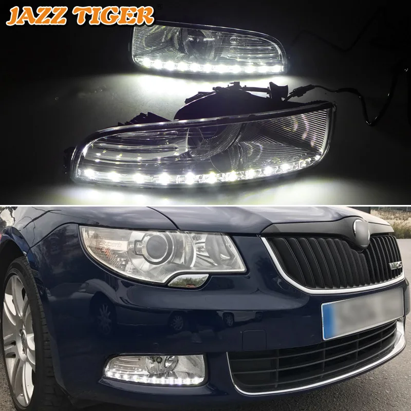 JAZZ TIGER 2 шт. супер яркость автомобиля DRL лампа 12 В Водонепроницаемый ABS светодиодный светильник дневного света для Skoda Superb 2010 2011 2012 2013