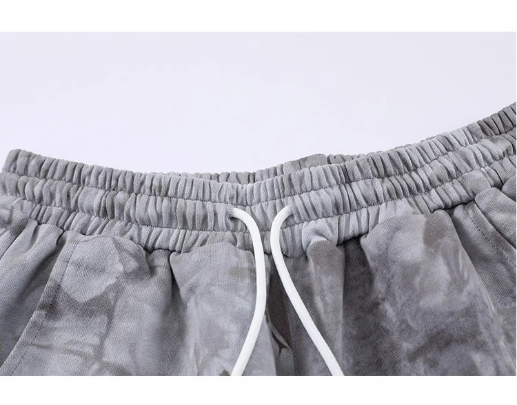 

IEFB Tie dyed casual pants men's fashion elastic waist Capris summer trend loose sports pants 9Y8058