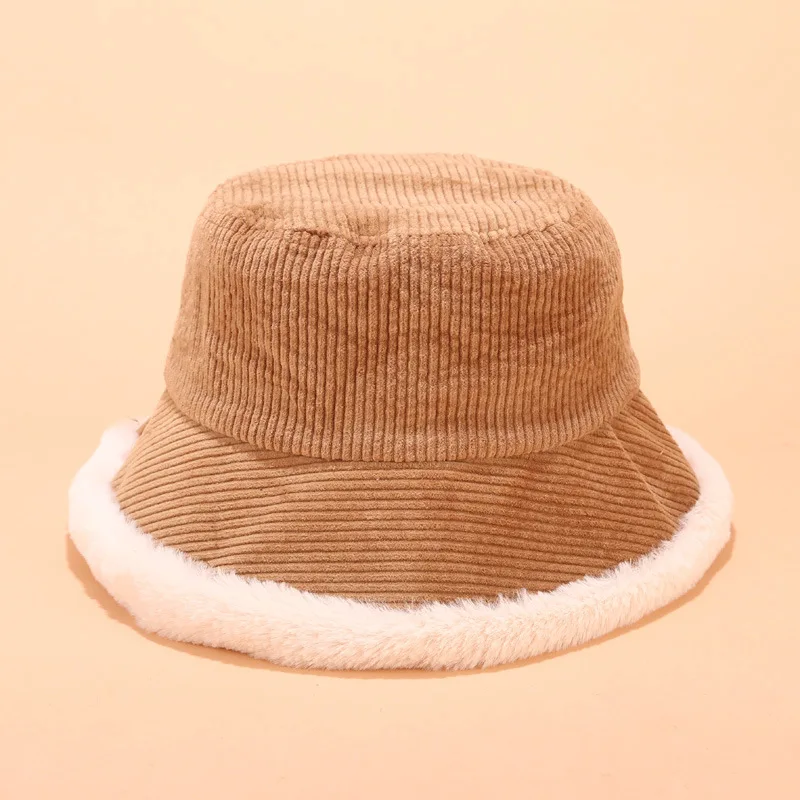 

Female 2020 winter new corduroy fisherman hat Japanese Harajuku thickened warm plush curled basin hat Women