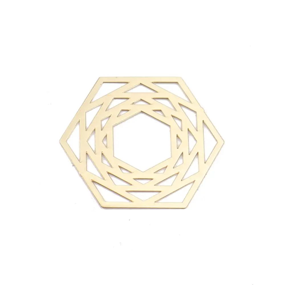 DoreenBeads Fashion Copper Filigree Stamping Connectors Hexagon KC Gold Silver Color Jewelry DIY Findings24mm x 21mm 10 PCs | Украшения и