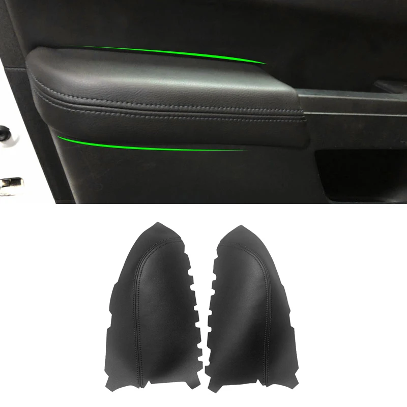 For Honda Pilot 2009 2010 2011 2012 2013 Microfiber Leather Front Door Panels Armrest Covers Trim 2pcs Black
