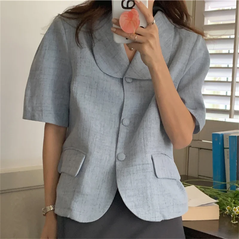 

Alien Kitty Chic Minimalist Brief OL Prom Stylish Elegant High Street Short Sleeves Feminine Loose All-Match Office Lady Blazers