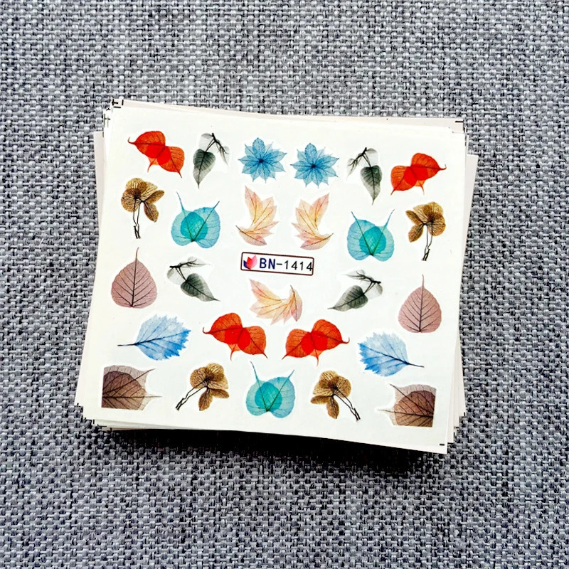 Наклейка для ногтей зеленые листья слайдер сделай сам переводная наклейка