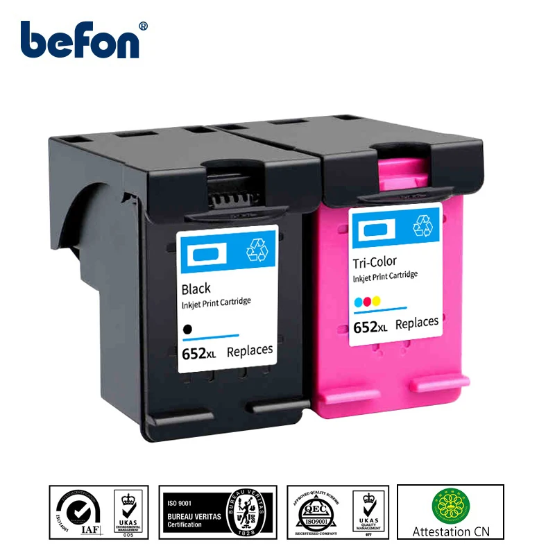 befon Remanufactured HP 652 652XL HP652 Ink Cartridge Replacement for Deskjet 1115 1118 2135 2136 2138 3635 3636 3638 3838 3835