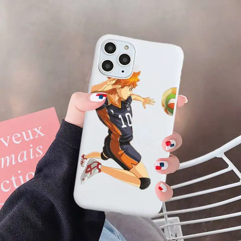 

Haikyuu Hinata attacks Anime Phone Case White Candy Color for iPhone 6 7 8 11 12 s mini pro X XS XR MAX Plus