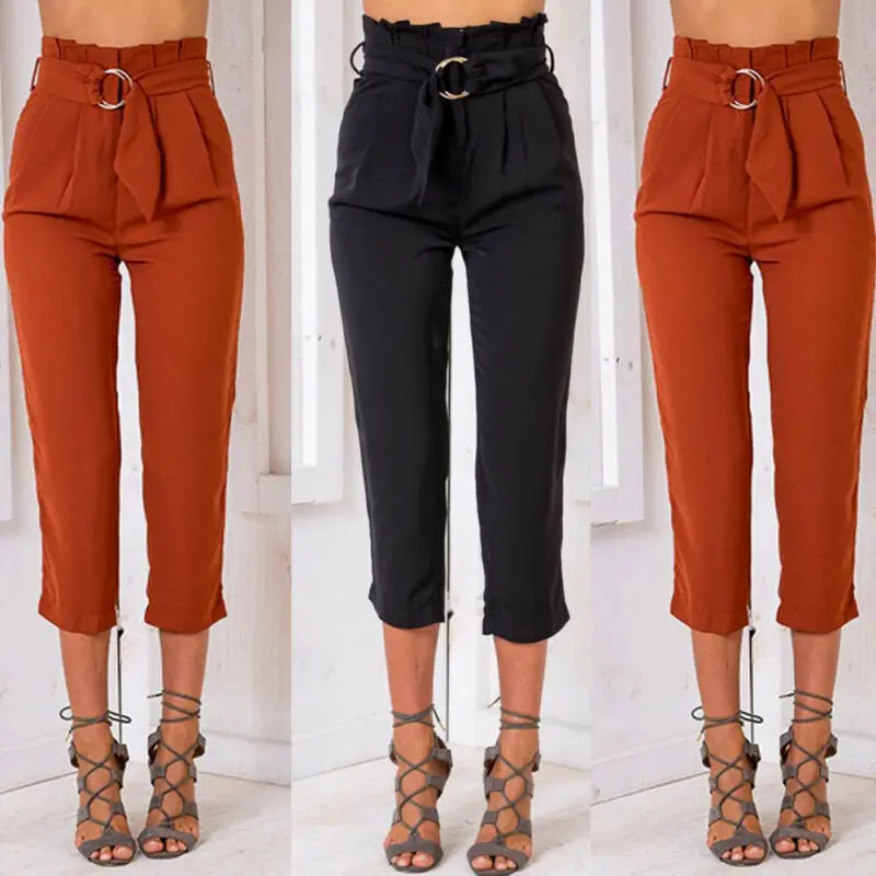 Женские Ретро брюки-Палаццо с поясом и высокой талией женские повседневные брюки
