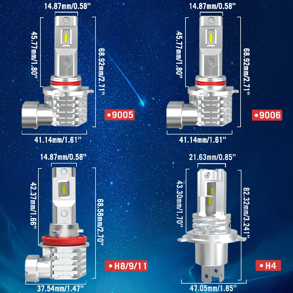Лампа для автомобильных фар H4 Led H11 9003 H8 HB3 9005 9006 HB4 H9 Hyundai Accent Tucson Santa Fe Kia Rio Soul Spectra Mazda