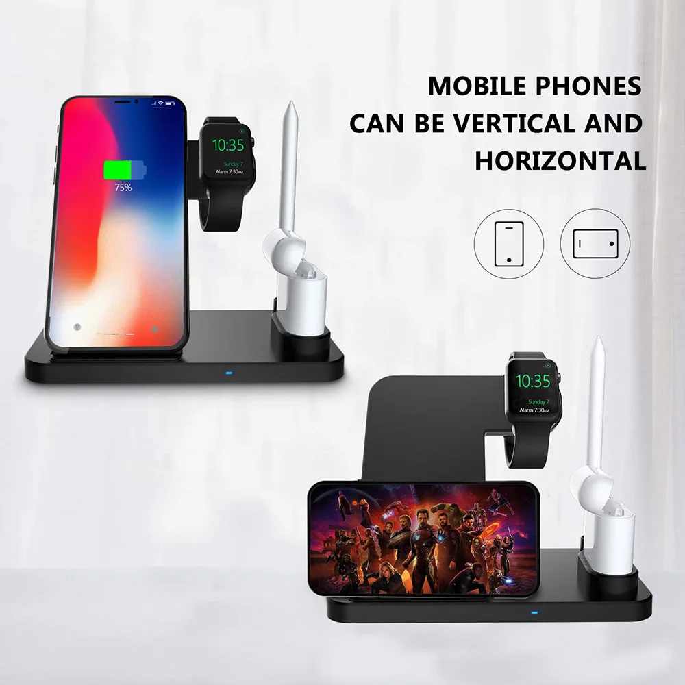 Qi 10W быстрая Беспроводная подставка для зарядного устройства для iPhone X XS XR samsung S8 S9 Беспроводная зарядная док-станция для Airpods Apple Watch 4 3 2