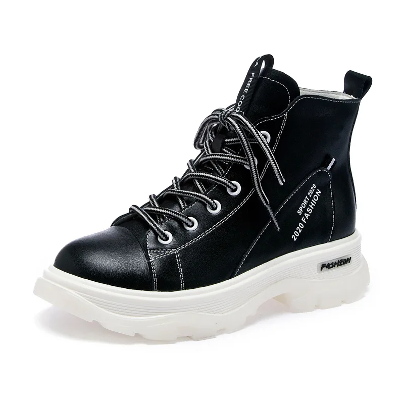 Белые ботильоны Ботинки martin на платформе Новинка 2019 года сезон осень-зима