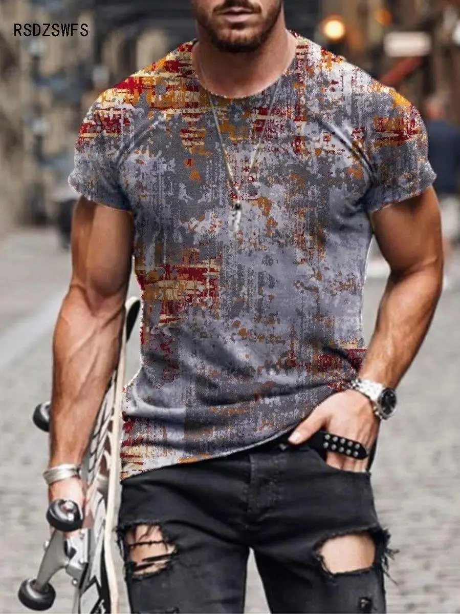 

Summer irregular pattern sports breathable clothing large size T-shirt men's T-shirt 3D-printed short-sleeved shirt 110-6XL