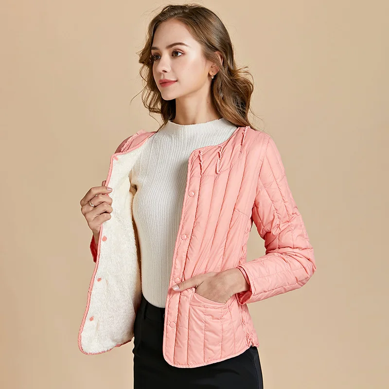 Хлопковая куртка женская короткая плюс Вельветовая толстая подкладка теплая
