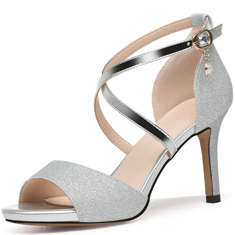 

Women Sandals Summer Sexy Comfort 2019 Open Toe Dress Shoes Fashion High Quality Thin High Heeled Crystal Sandals YG-A0325