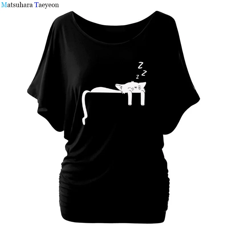 

Негабаритных свободные женские футболки топы, летние хлопковые футболки для мальчиков и девочек, принт с милой кошкой Футболка летняя руба...