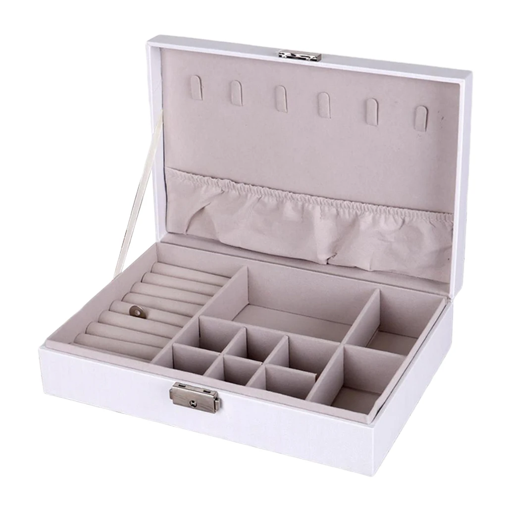 Кожзам коробка для ювелирных изделий Чехол Органайзер хранения с замком