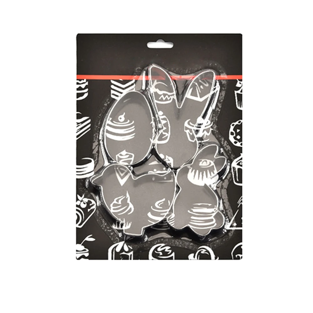 

4PCS Innovative Easter Bunny Stainless Steel Biscuit Mould DIY Baking Tool 3D Easter Egg Chick Shape Cake Mold Cookie Cutter