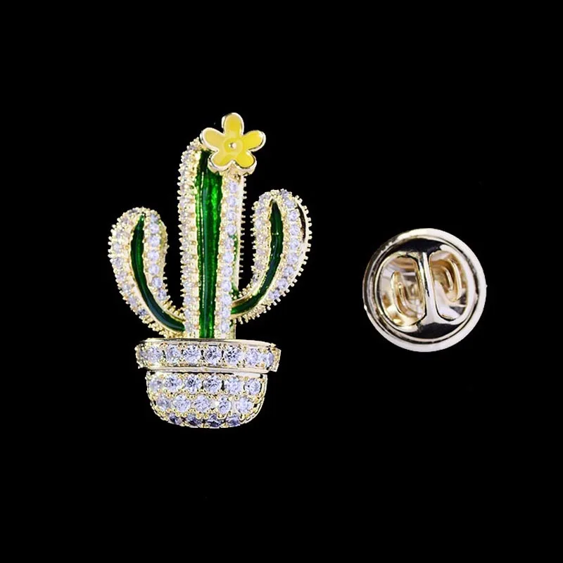 Модная маленькая эмалированная брошь в виде кактуса для женщин праздничный