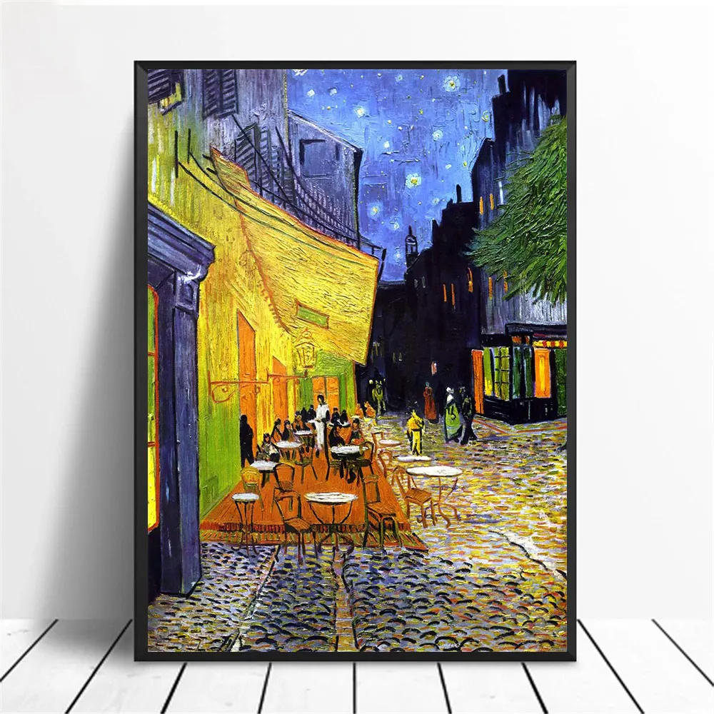 

Famous Van Gogh Cafe Terrace At Night Oil Painting Reproductions on Canvas Posters and Prints Wall Art Picture for Living Room