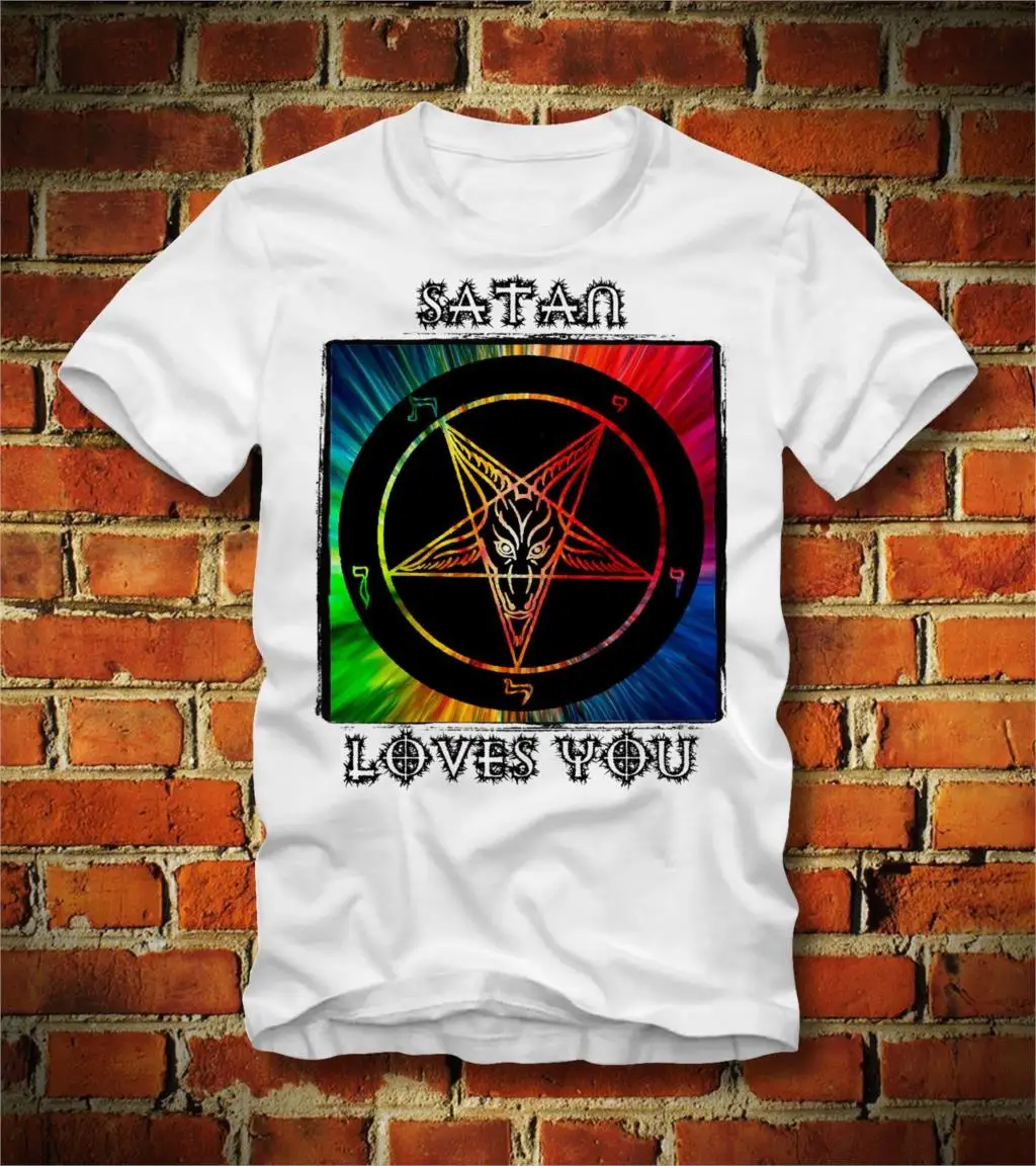 Футболка Церковь Сатаны любит тебя бог смерти 666 Готическая футболка с