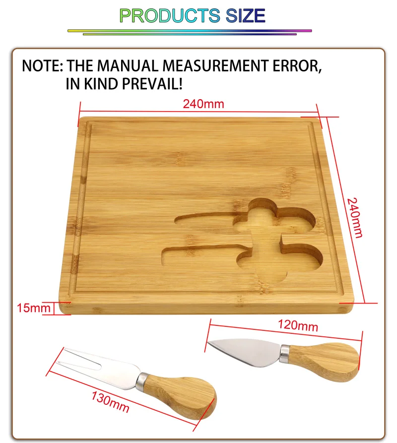 

Jaswehome 3pcs Cheese Tool Set Cheese Knives Cheese Board New Bamboo Cheese Slicer Board Sets Kitchen Tools