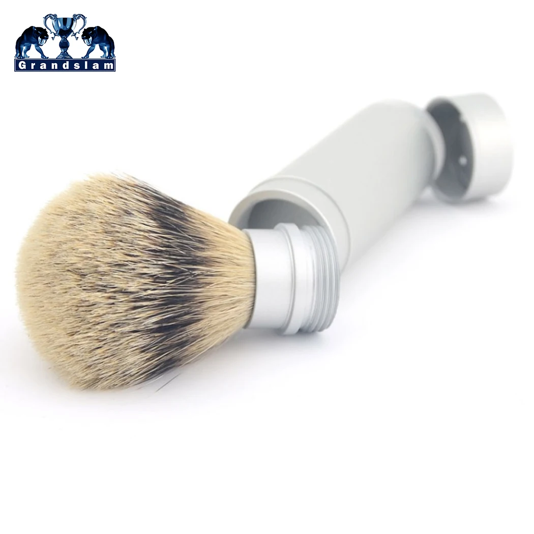Men's Travel Silvertip Shaving Brush Customized Persional Beard Cleaning Aluminum Tube Handle Case Lightweight | Красота и