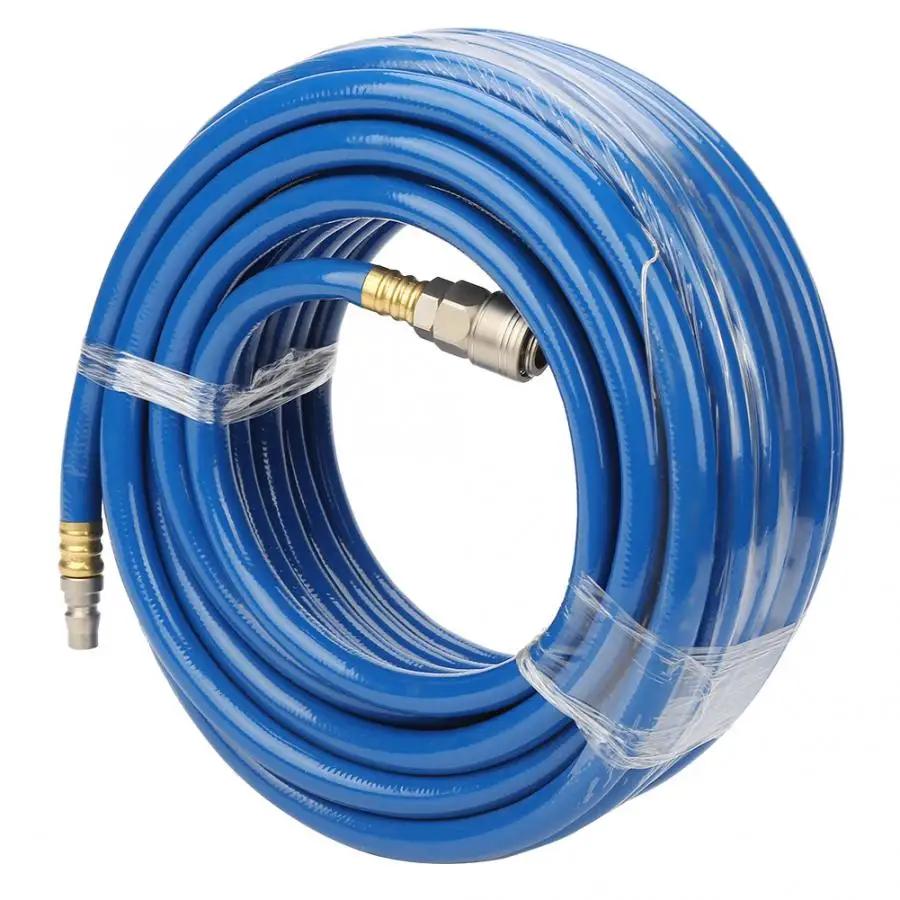 Синий Гибкий пневматический шланг из ПВХ длиной 15 м с быстрым разъемом для