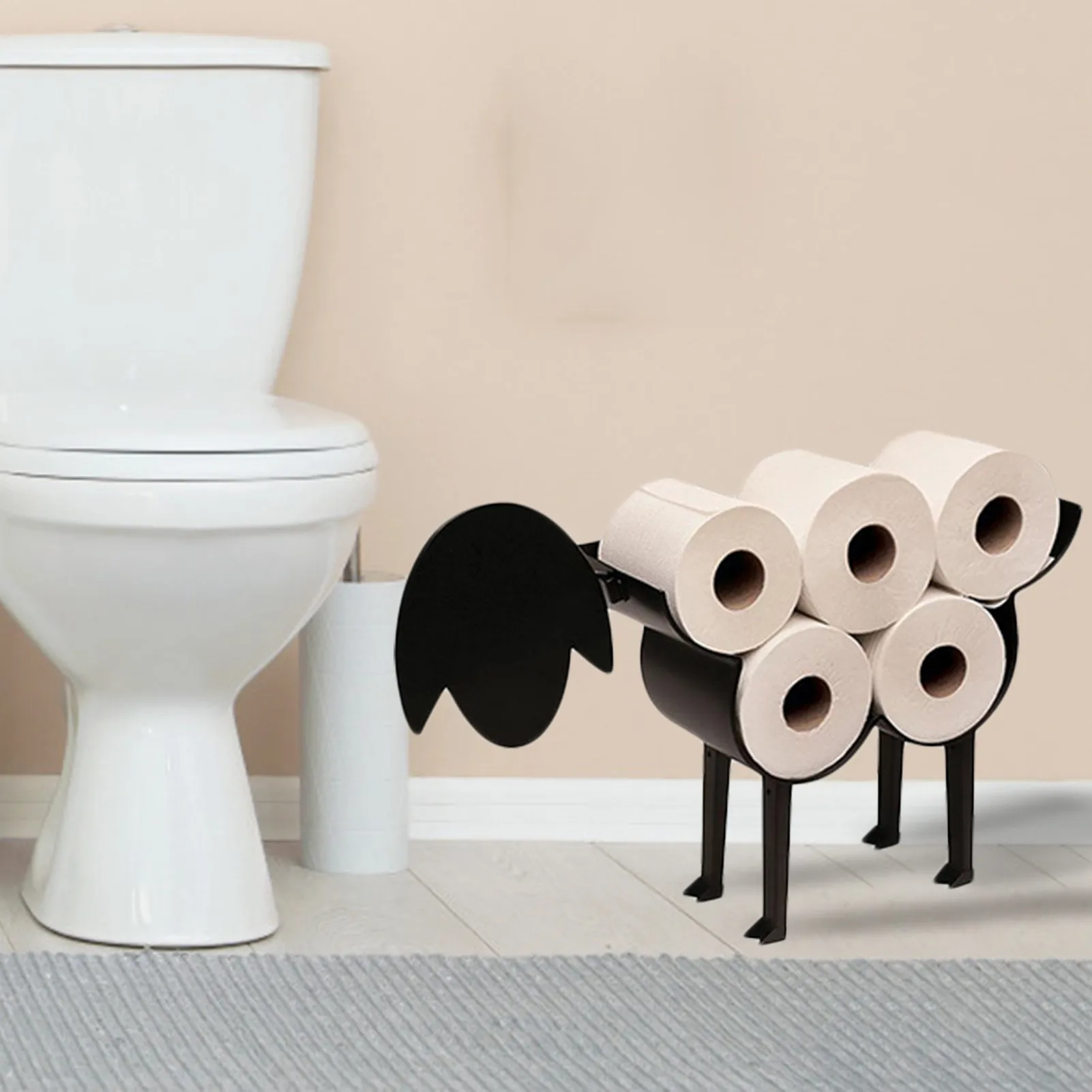 

Sheep Decorative Toilet Paper Holder - Free-Standing Bathroom Tissue Storage Toilet Roll Holder Paper Bathroom Iron Storage