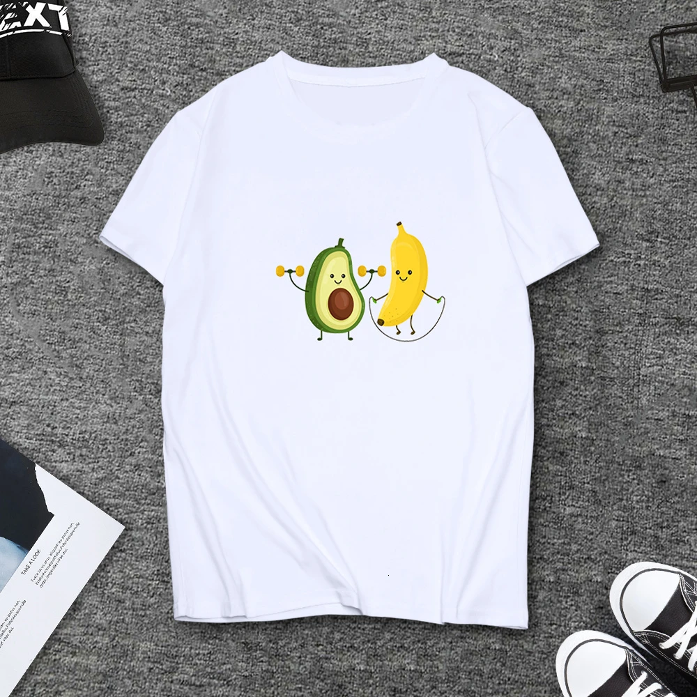 Летняя симпатичная футболка авокадо для повседневного спорта с коротким рукавом
