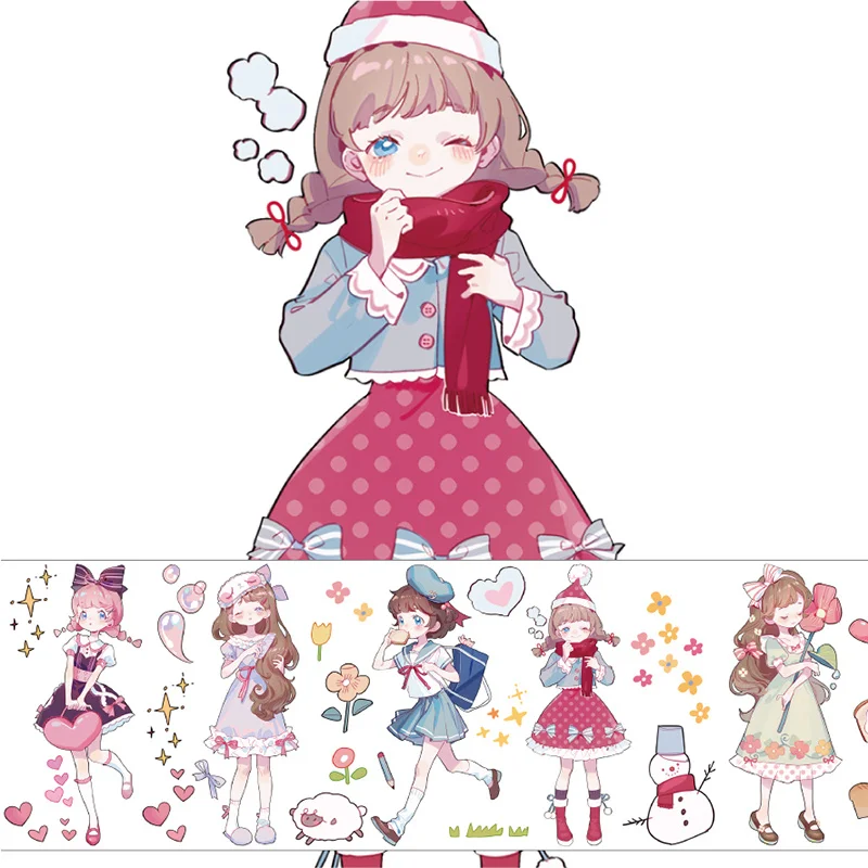 

Kawaii Washi Tape Cute Girl Daily Life Characters Stickers Roll Special Oil