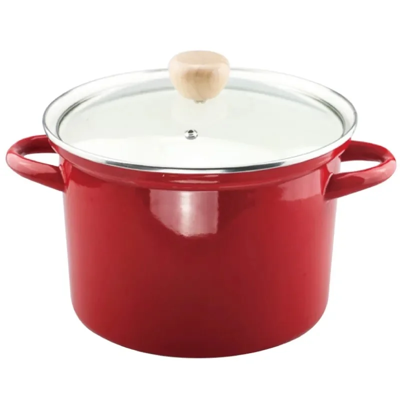 

Japanese Style Enamel Pot 2L3L5L Household Thickened Binaural Soup Pot 24cm Gas Induction Cooker Stew Pot Hot Pot Cookware