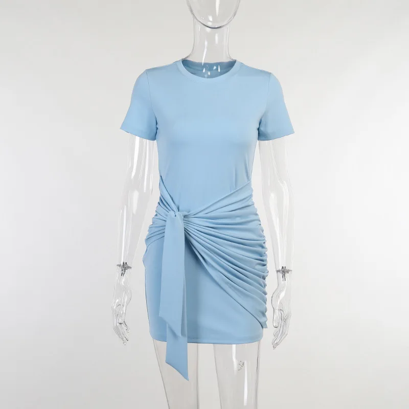 

Casual Cotton Mini Dress Women Femme Short Sleeve Aesthetic Summer Dress Harajuku Fashion Asymmetrical OfficeT-Shirt Clothing