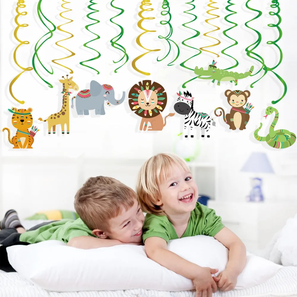 Baby Shower индийские Животные висит завитки Safair джунгли вечерние Dcorations лесной ПВХ