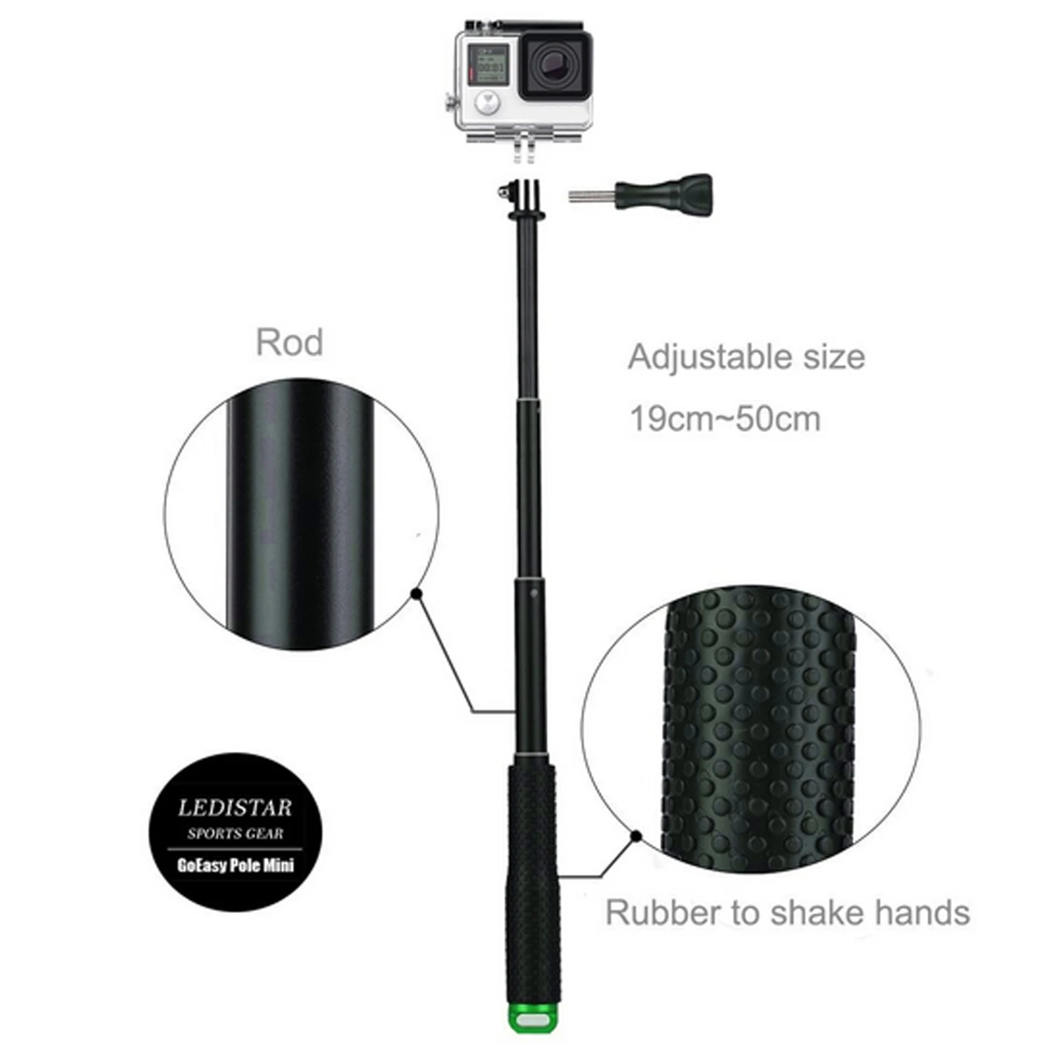 Регулируемая Выдвижная селфи палка Gosear для камеры ручной монопод с браслетом GoPro