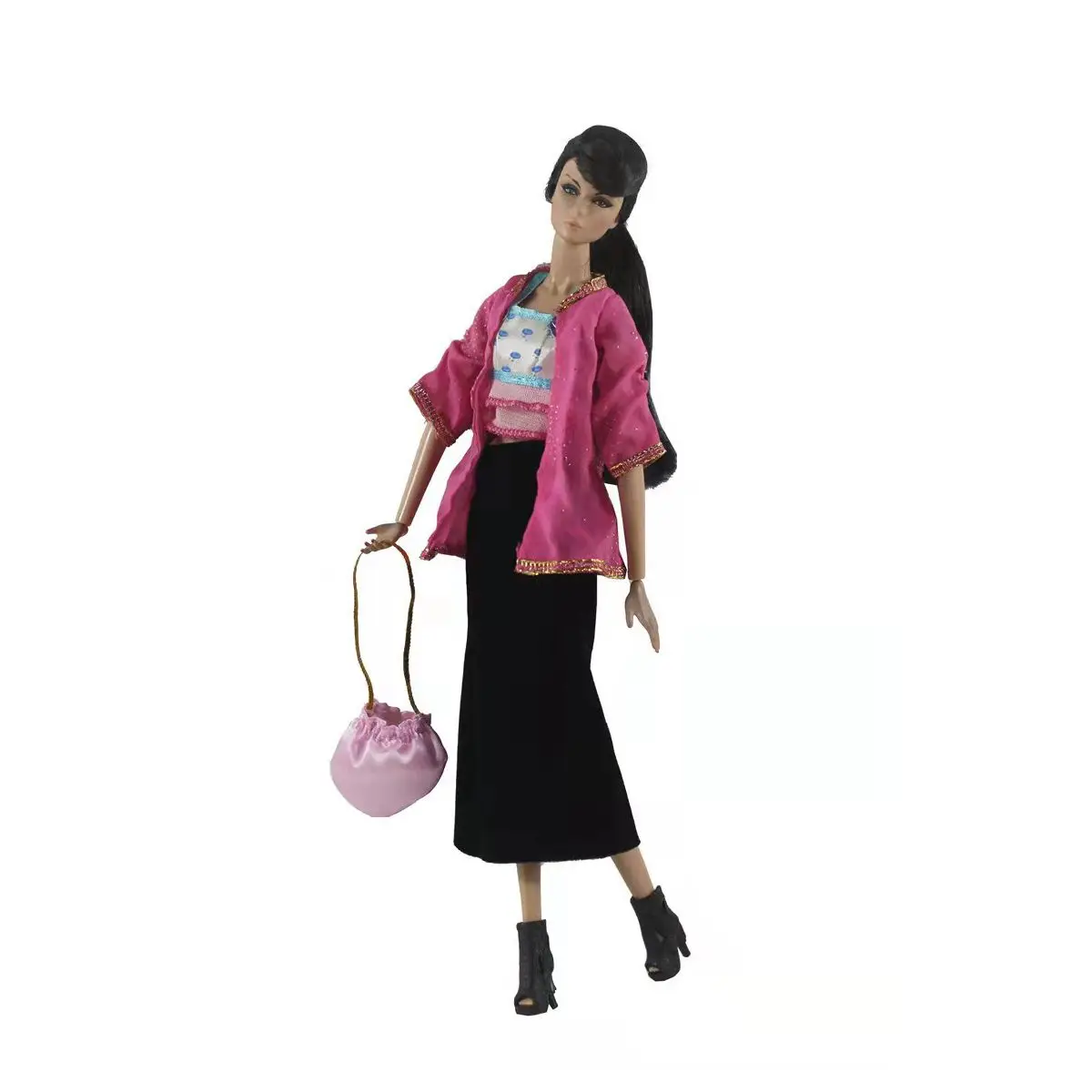 

Модная Розовая Одежда для куклы Барби 11,5 дюймов, комплект одежды, пальто, кроп-топ, аксессуары для шарнирных кукол 1/6, детская игрушка для косплея