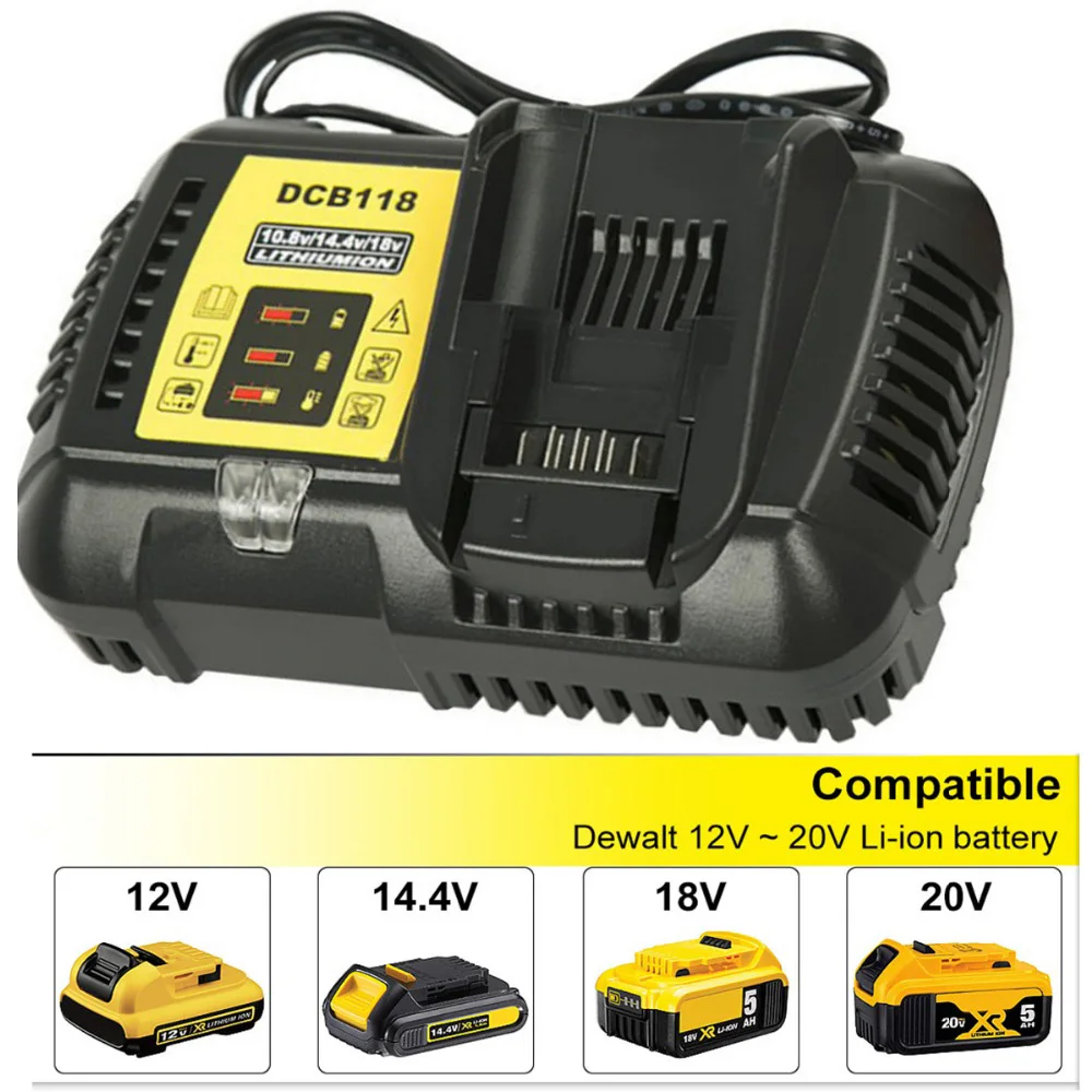 Бесплатная доставка LiIon зарядное устройство 4.5A макс для Dewalt 10 8 V 12V 14 4 18V 20V DCB105 DCB101