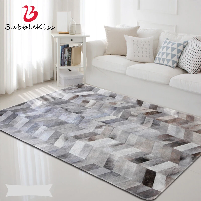 

Bubble Kiss 2020 New Double-Layer Soft Polyester Bedroom Decor Carpets Simple Geometric Pattern Carpet Kids Room Floor Mats