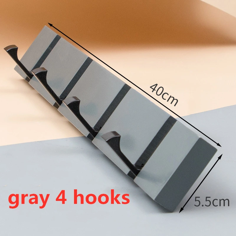 gray 4 hook Держатель Стойки цинковый сплав Складная Дверь настенное крепление деревянная вешалка для пальто и шляп крюк - Цвет: gray 4 hook