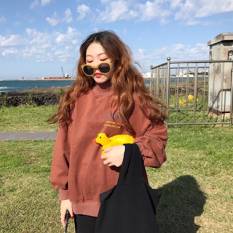 Корейский ulzzang Осень ins модный буквенный принт буквы фанатский Свитшот Harajuku свободный водолазка Повседневная Женская толстовка