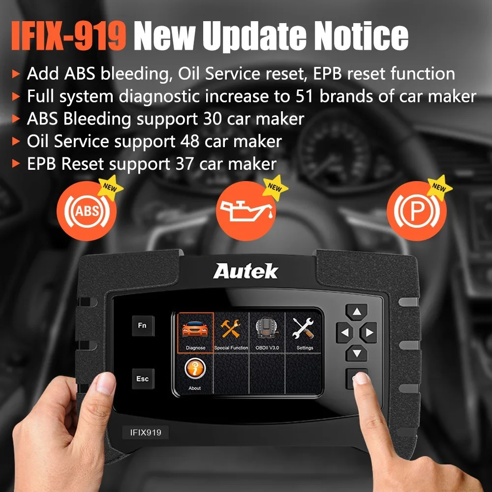 Autek IFIX 919 полная система OBD2 автоматический сканер ABS EPB сброс масла многоязычный