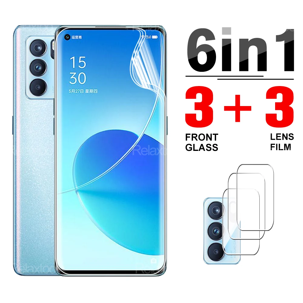 

6 in 1 Hydrogel Film For Oppo Reno 6 Pro Reno6 6Pro 5G Safety Guard Explosion-proof Screen Protector Full Cover Film Not Glass