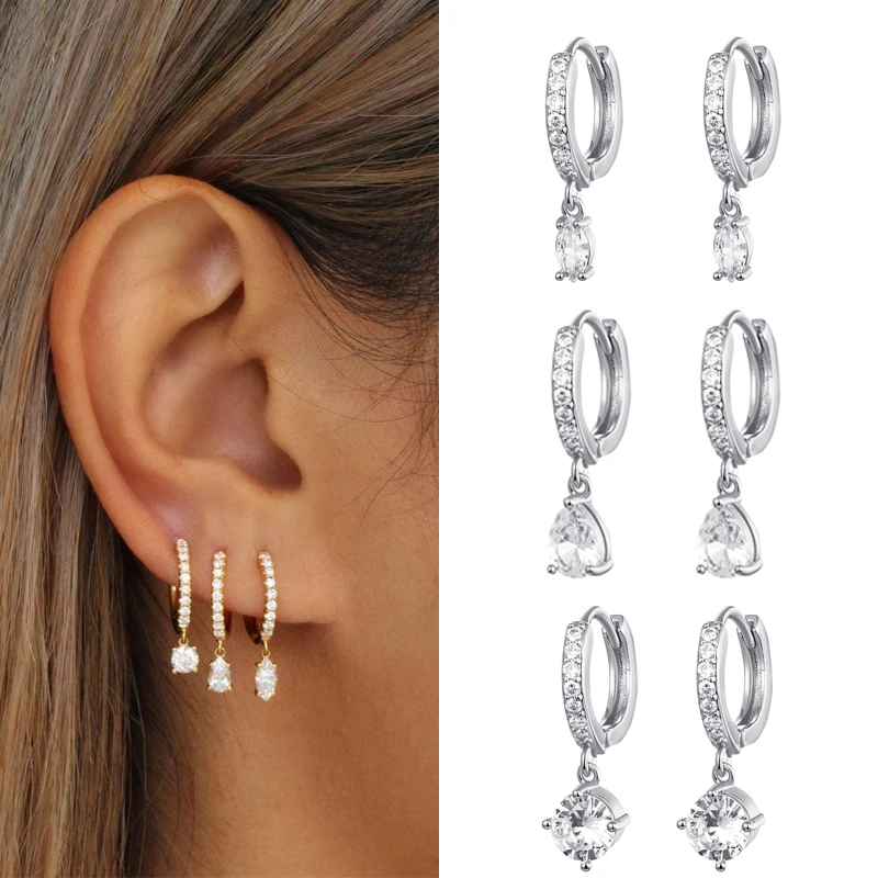 

Teardrop Earrings Gold Filled Korean Fashion Cubic Zircon Dangle Earrings for Women Engagement Jewelry Accessories Boho