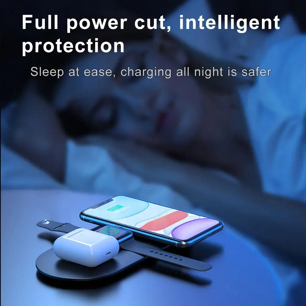Беспроводное зарядное устройство 20 Вт 3 в 1 Индукционная зарядная подставка для