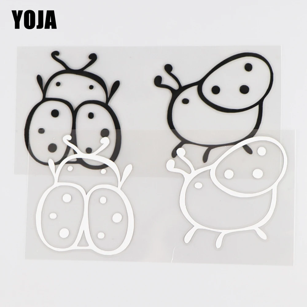 

YOJA 13.1×6.2CM lovable Vinyl Pattern Coccinella septempunctata Car Sticker Animals Decal Black/Silver 19C-0031