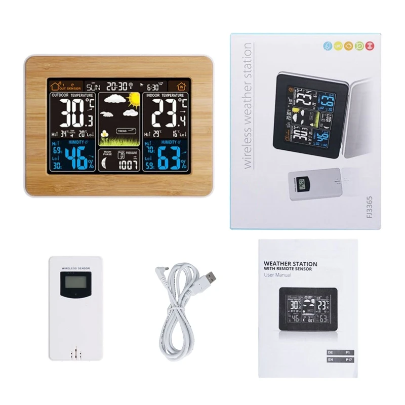 

Weather Station LCD Digital Alarm Clock RF Wireless Indoor Temperature Humidity Y5JA