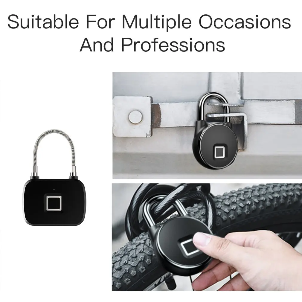 

L13 Mini Unlock Rechargeable Smart Lock Keyless Fingerprint Lock Anti-Theft Security Padlock Door Luggage Lock