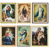 joy sunday cross stitch kit madonna and child patterns counted 11ct 14ct stamped printed canvas needlework embroidery decor set