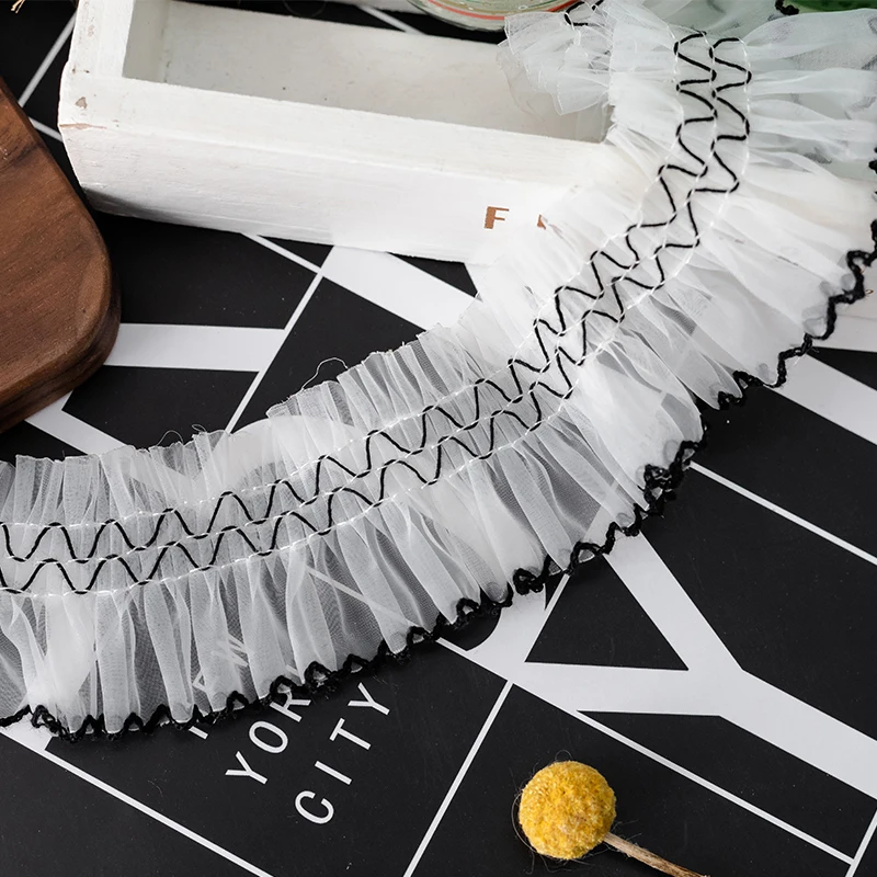 

Pleated Organza Lace Fabric For Sewing Clothes Dress Needlework Accessories 5cm Wide Diy Crafts Supplies Tulle Ribbon 2yards New